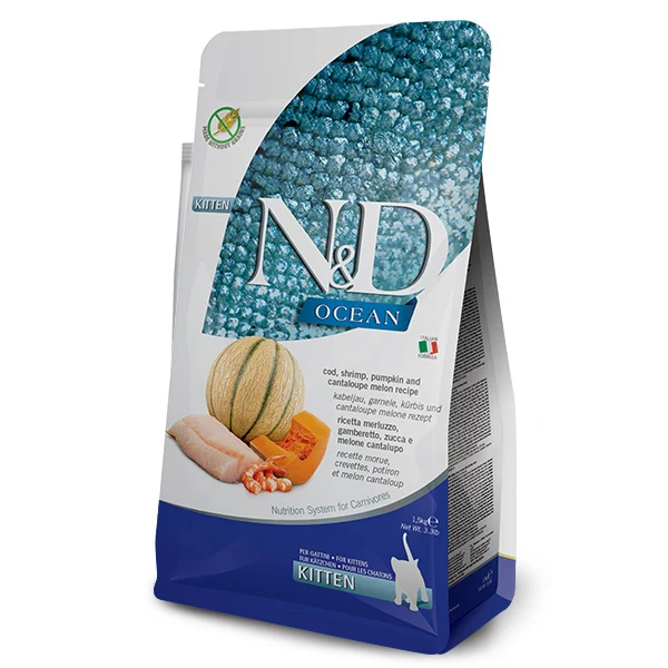 Farmina N&D Ocean Grain Free Kitten Merluzzo Gamberi e Melone 1,5kg - immagine 2