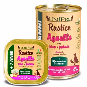 Unipro Rustico +7 Anni Agnello con Riso e Patate 400g - Cibo Umido per Cani