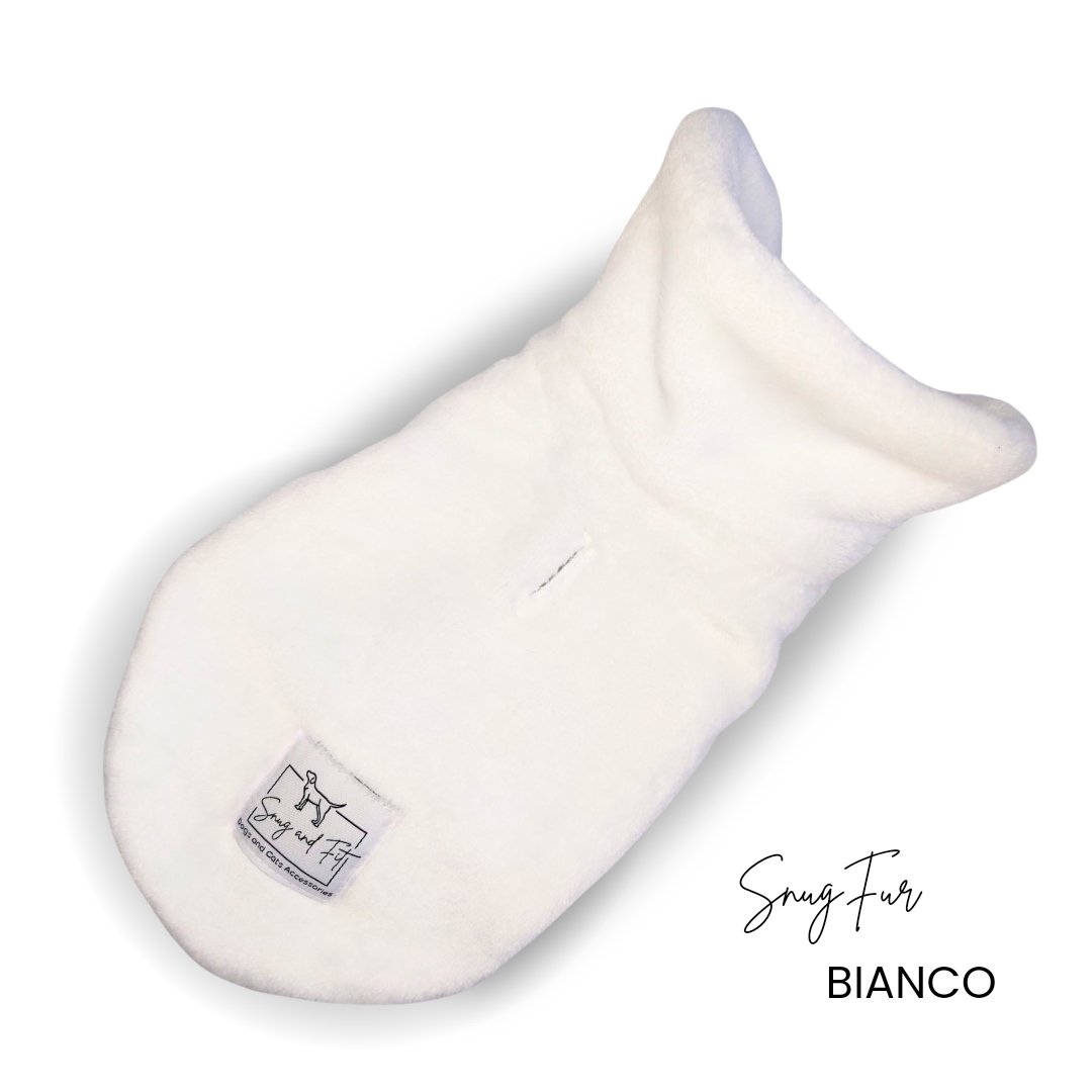 Cappottino per cani Snug and Fit in morbida pelliccetta e interno pile – BIANCO – Limited Edition
