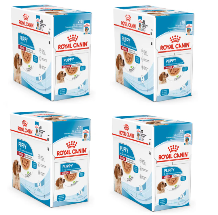 40x140g Royal Canin Puppy Medium in Salsa - Cibo Umido per Cani