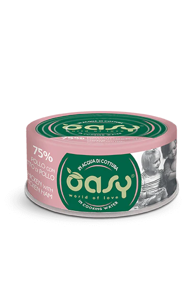 12x70g Oasy More Love Gatto Adulto Pollo Prosciutto - immagine 2