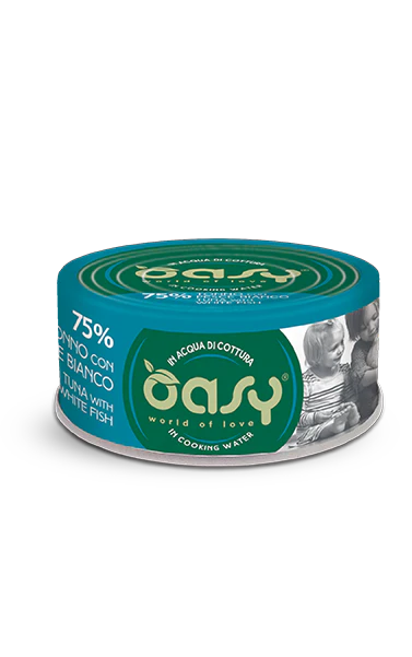 12x70g Oasy More Love Gatto Adulto Tonno Pesce Bianco