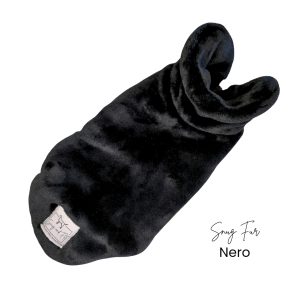 Cappottino per cani Snug&Fit in morbida pelliccetta e interno pile – NERO – Limited Edition