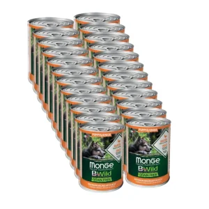 24x400g Monge BWild Puppy&Junior Anatra - Cuccioli Tutte Taglie