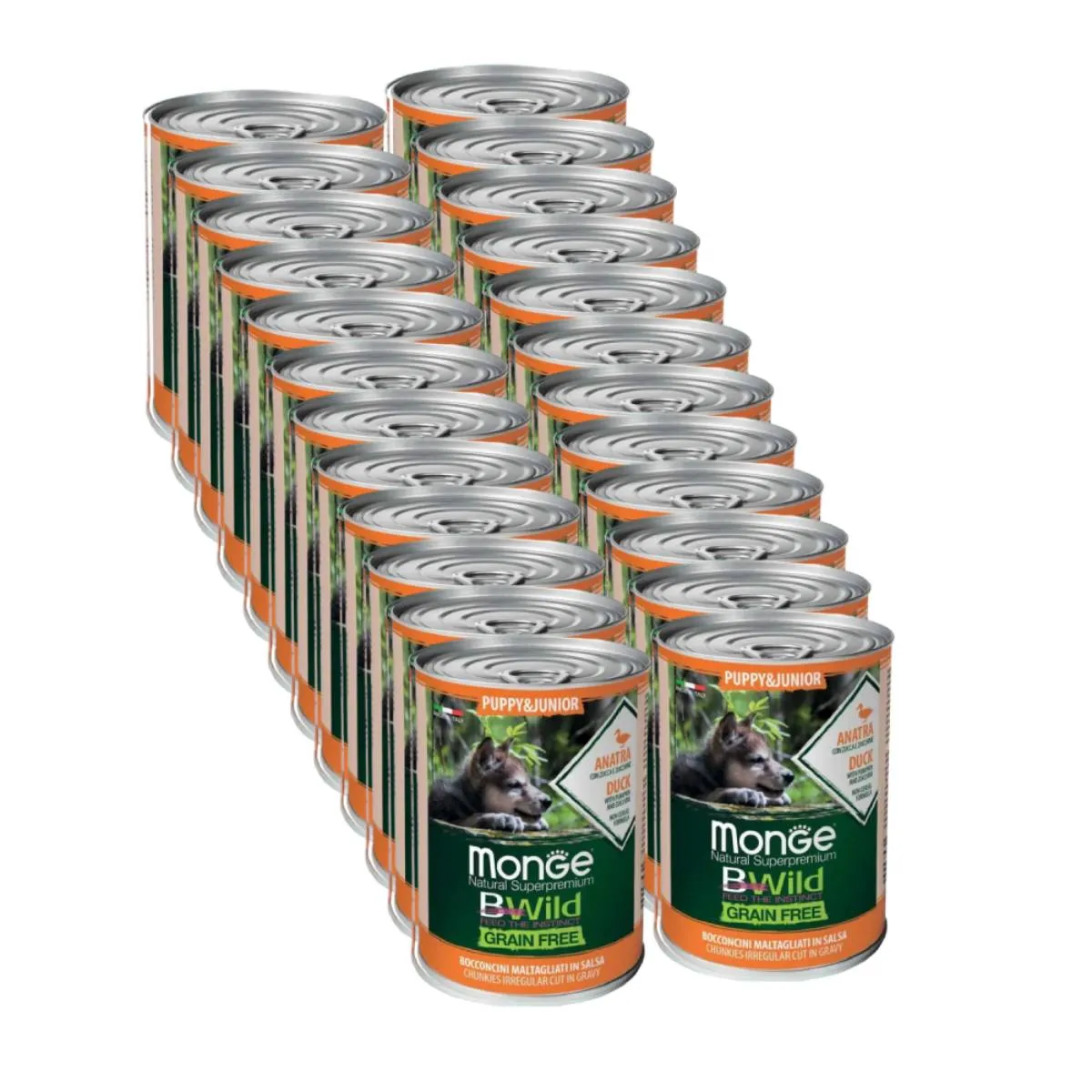 24x400g Monge BWild Puppy&Junior Anatra - Cuccioli Tutte Taglie - immagine 2