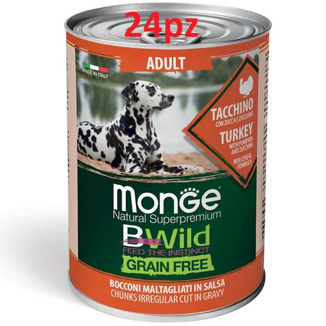 24x400g Monge BWild Adult Tacchino - Cani Tutte Taglie - immagine 2