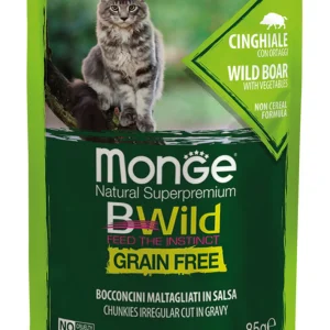 28x85g Monge BWild Grain Free Sterilised Cinghiale Ortaggi - Umido Gatto