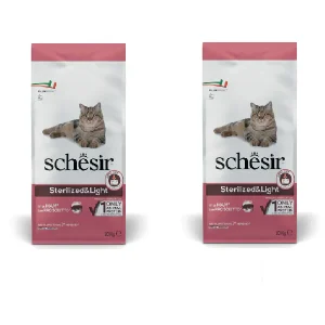 2x10kg Schesir Sterilised&Light con Prosciutto - Crocchette Gatto