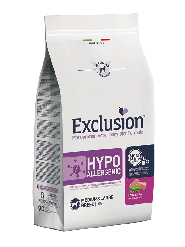 2x12kg Exclusion Hypoallergenic Maiale e Piselli Medium Large Breed - immagine 3