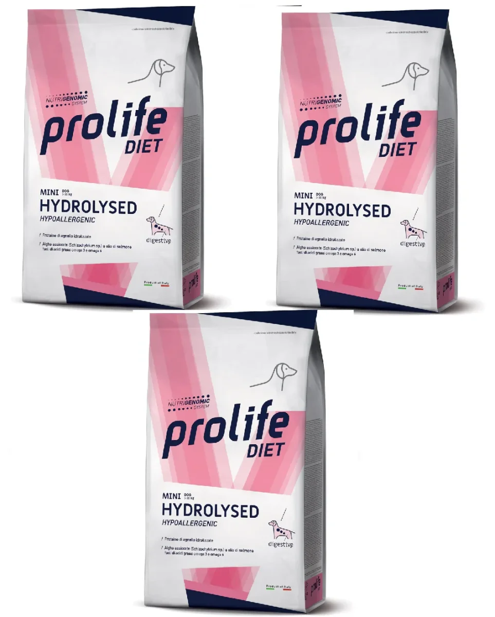 3x1,5kg Prolife Diet Mini Hydrolysed Hypoallergenic - Crocchette Cane