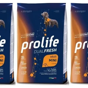 3x2kg Prolife Dual Fresh Adult Mini Tacchino Maiale e Riso - Cane