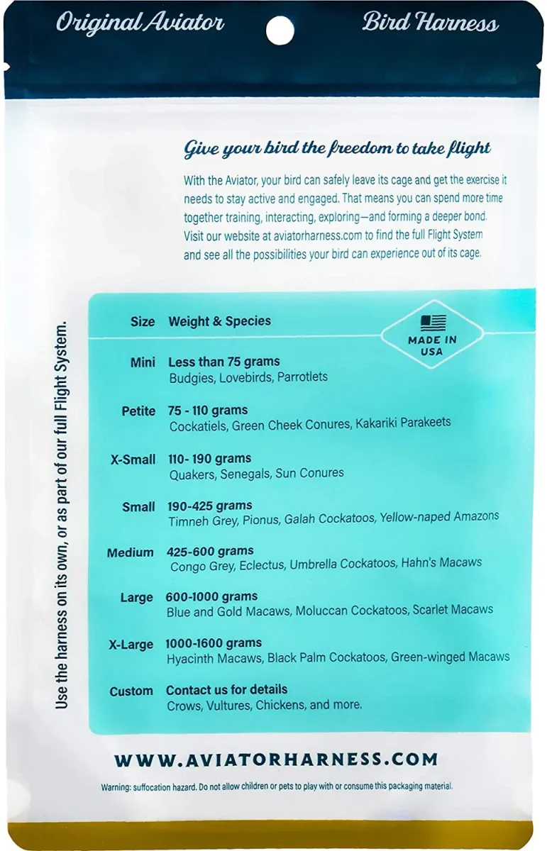 Aviator Pettorina per Pappagalli Large - Colore Verde - immagine 3