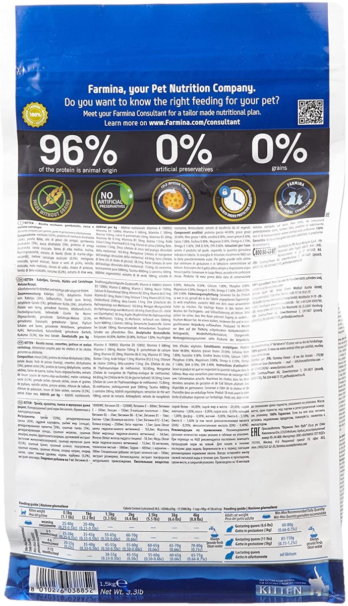 Farmina N&D Ocean Grain Free Kitten Merluzzo Gamberi e Melone 1,5kg - immagine 4