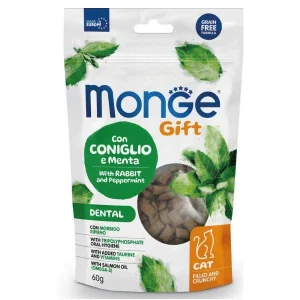 MONGE GATTO Gift con Coniglio e Menta Dental 60g - Croccante con Ripieno