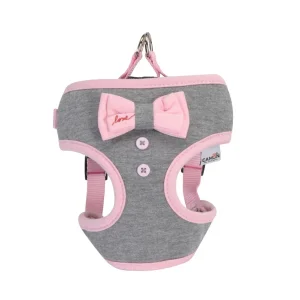 Camon pettorina grigia con fiocco rosa - 33/41 cm