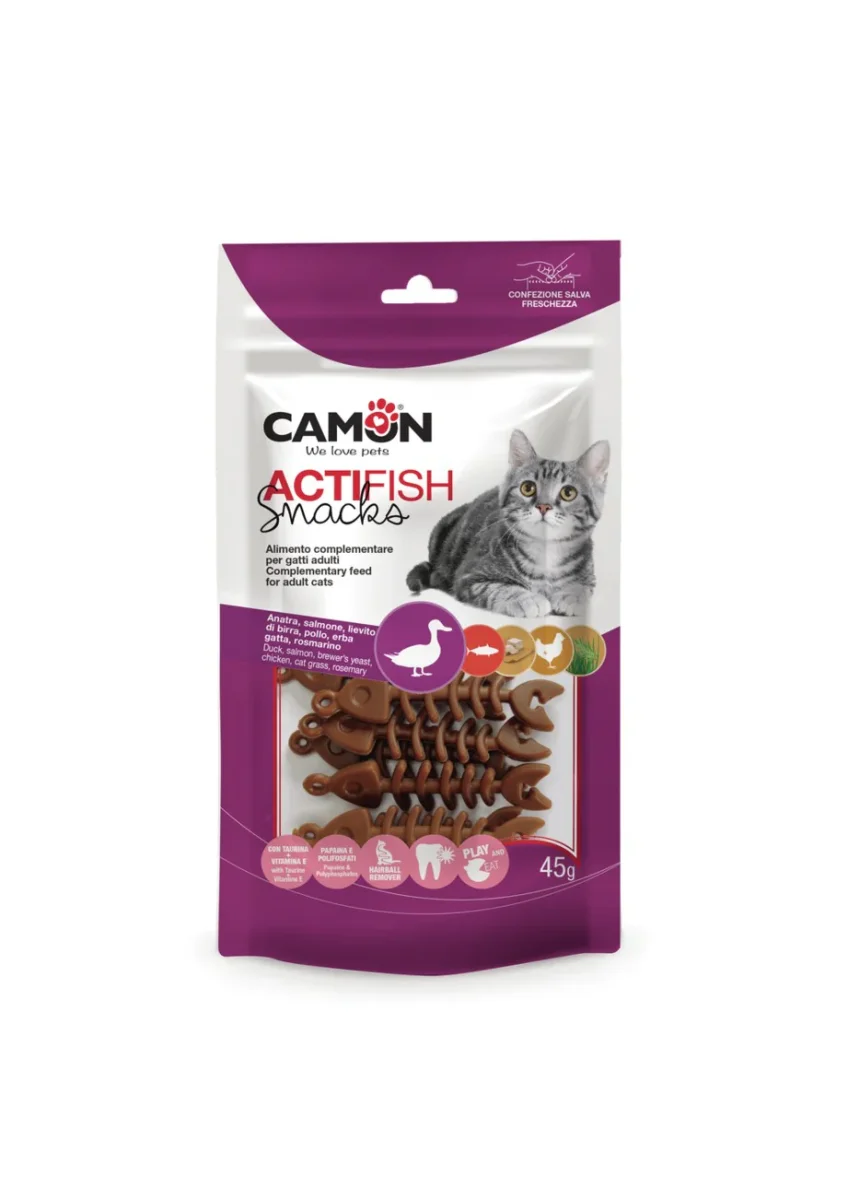 Camon Actifish Snack Anatra Salmone Pollo per Gatti 45g - immagine 2