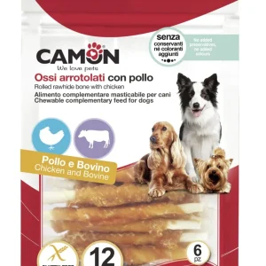 Camon Rolls di Pelle Bovina con Pollo 70g Snack per Cani
