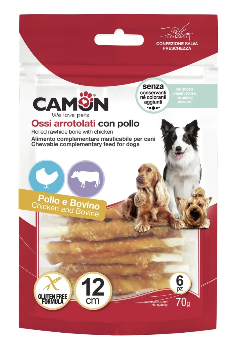 Camon Rolls di Pelle Bovina con Pollo 70g Snack per Cani - immagine 2