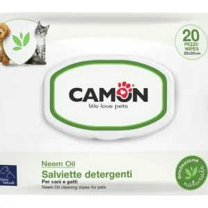 Salviette Camon all'Olio di Neem 20pz - Pulizia Pelo e Barriera Insetti