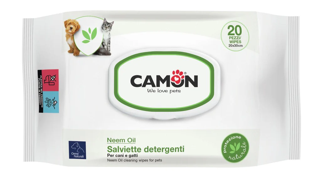 Salviette Camon all'Olio di Neem 20pz - Pulizia Pelo e Barriera Insetti - immagine 2
