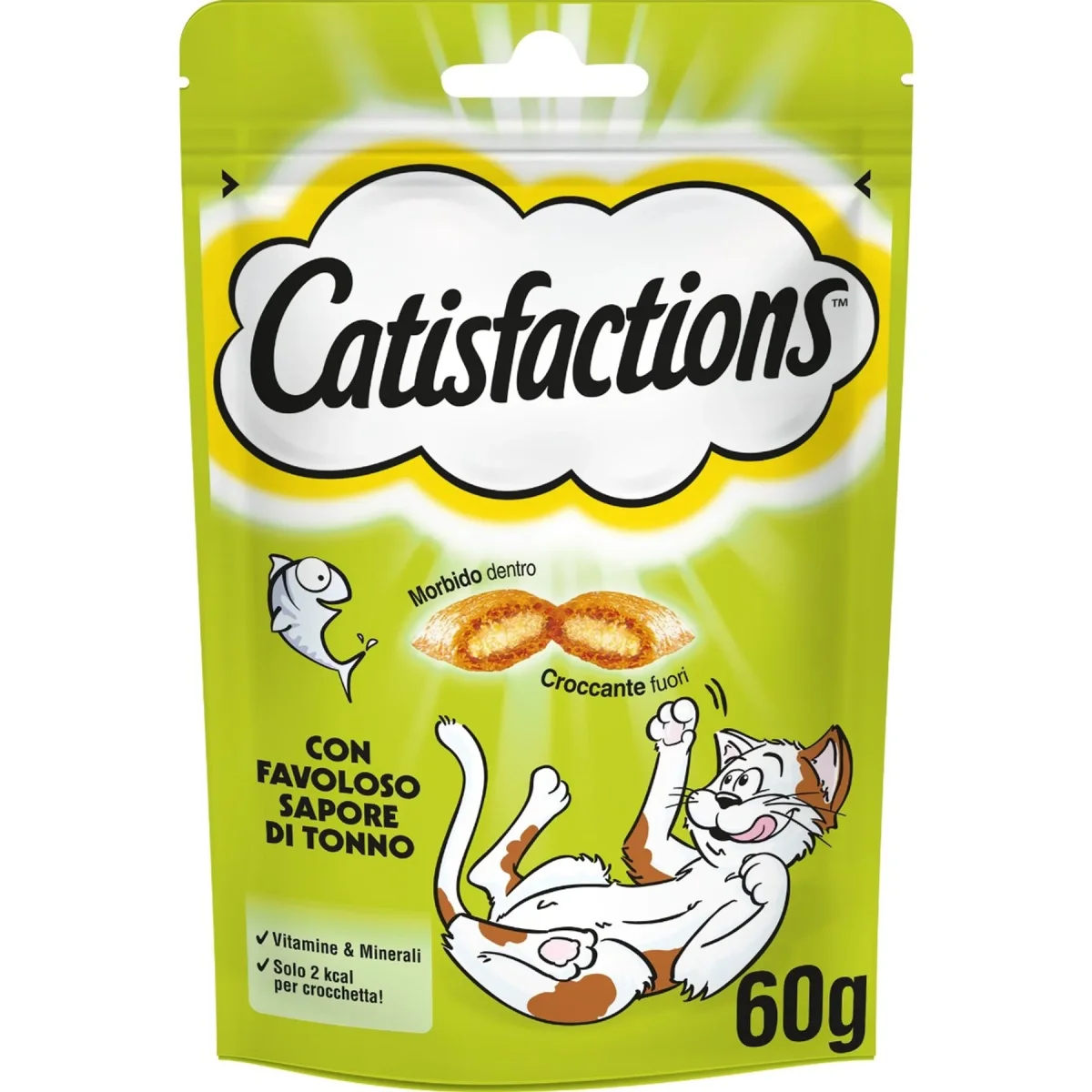4x60g Catisfactions Kit 4 Gusti - Manzo Salmone Tonno Formaggio - Snack Gatti - immagine 4