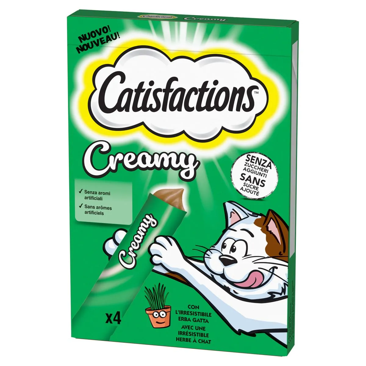 Catisfactions Creamy Erba Gatta 4x10g - Snack Cremosi Gatti - immagine 2
