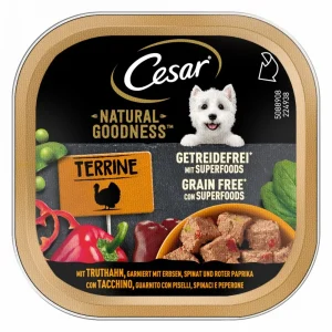 Cesar Natural Goodness Tacchino Piselli Spinaci 100g - Cibo Umido per Cani