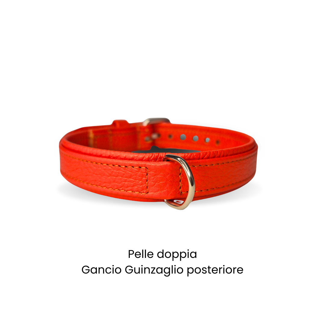 Collare cane SPRITZ by Snugandfit in Vera Pelle arancio - immagine 3