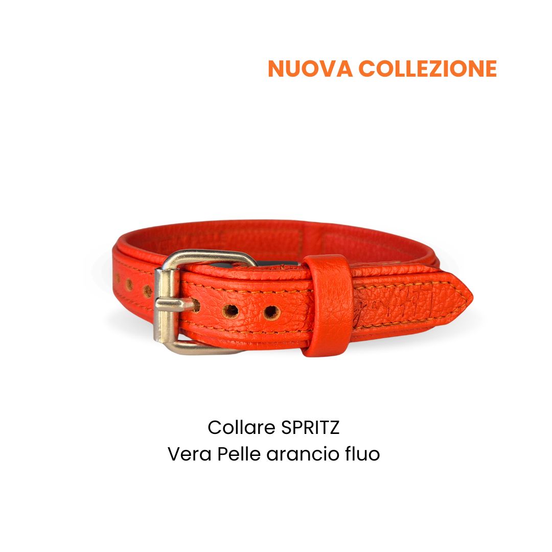 Collare cane SPRITZ by Snugandfit in Vera Pelle arancio