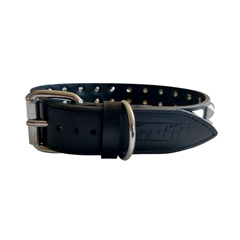 Collare cane in vera pelle LINEA STONE con borchie – nero - immagine 3