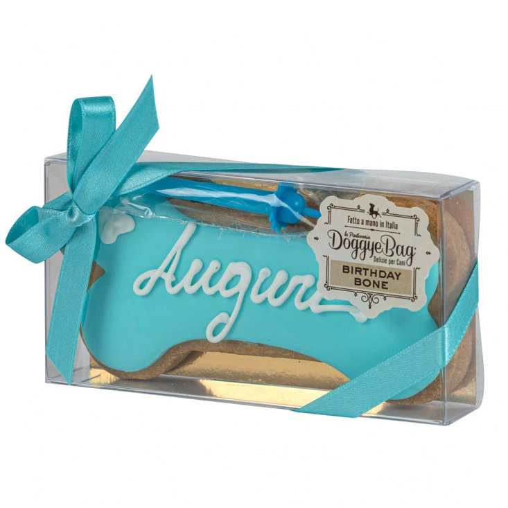 DoggyeBag Birthday Bone Biscotto per Cani Azzurro 85 g - immagine 2