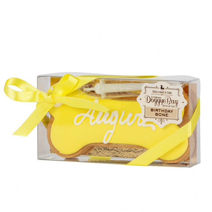 DoggyeBag Birthday Bone Biscotto per Cani Giallo 85 g