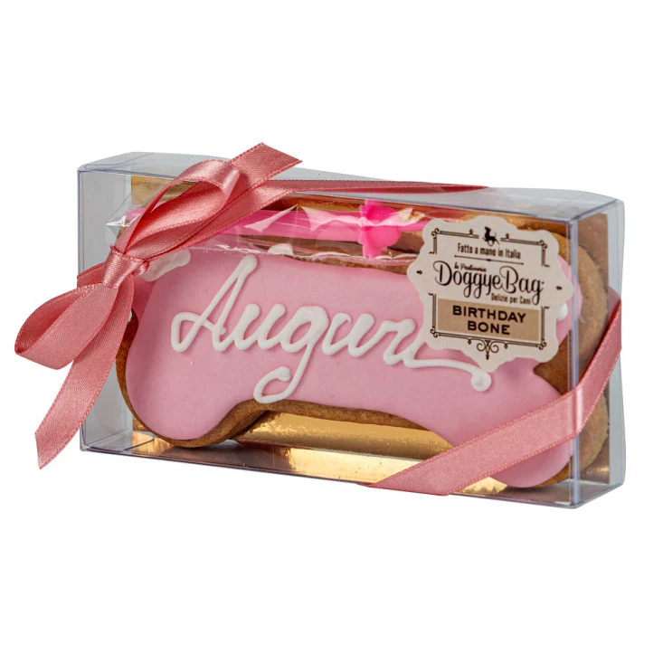 DoggyeBag Birthday Bone Biscotto per Cani Rosa 85 g - immagine 2