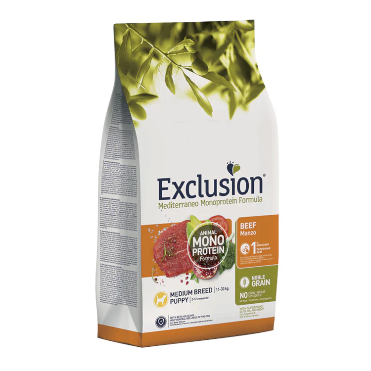 Exclusion Mediterraneo Puppy Medium Manzo 3kg