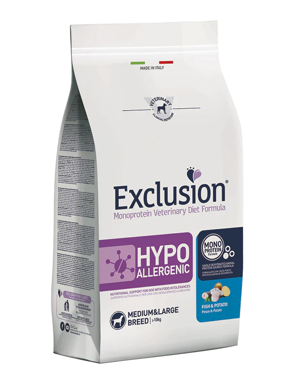 Exclusion Hypoallergenic Fish&Potato 12kg - Crocchette Cani Medium/Large - immagine 2