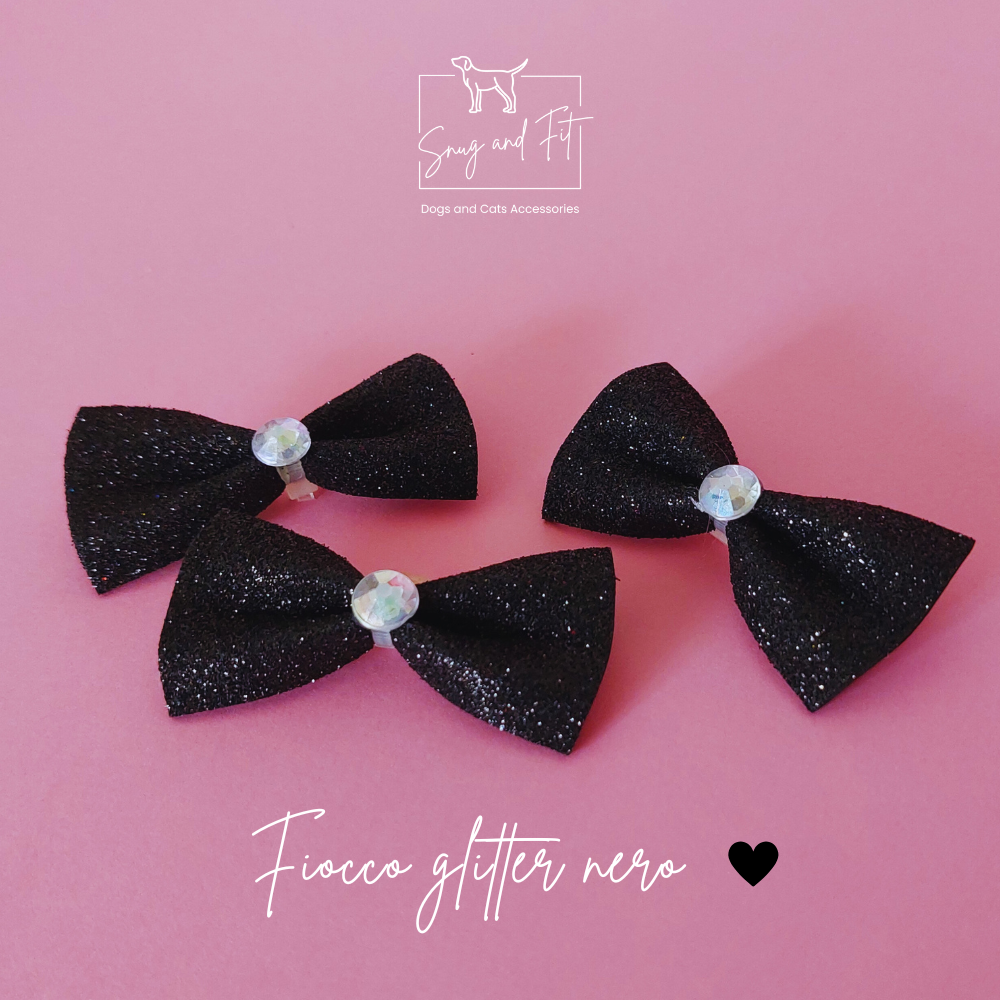 Fiocco cane Snug&Fit – nero glitterato – confezione 3 pz - immagine 3
