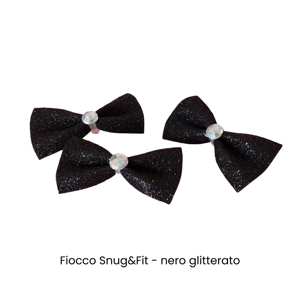 Fiocco cane Snug&Fit – nero glitterato – confezione 3 pz
