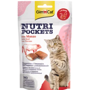 GimCat Nutri Pockets Manzo Malto 60g - Snack Croccanti Gatti