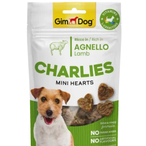 GimDog Charlie's Mini Hearts Agnello 70g - Snack Morbidi Cane