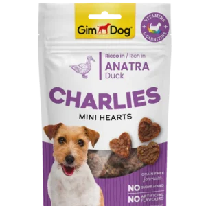 GimDog Charlie's Mini Hearts Anatra 70g - Snack Morbidi Cane