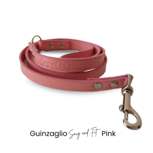 Guinzaglio per cani Snug&Fit in Vera Pelle Rosa