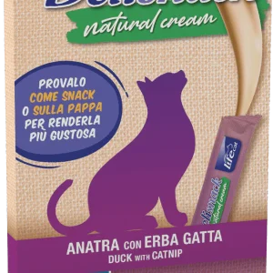 LifeCat Delisnack Natural Cream Anatra con Erba Gatta – 6 Bustine x 15g