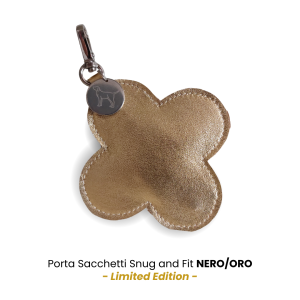 Porta Sacchetti Snug&Fit a forma di Fiore in vera pelle Oro