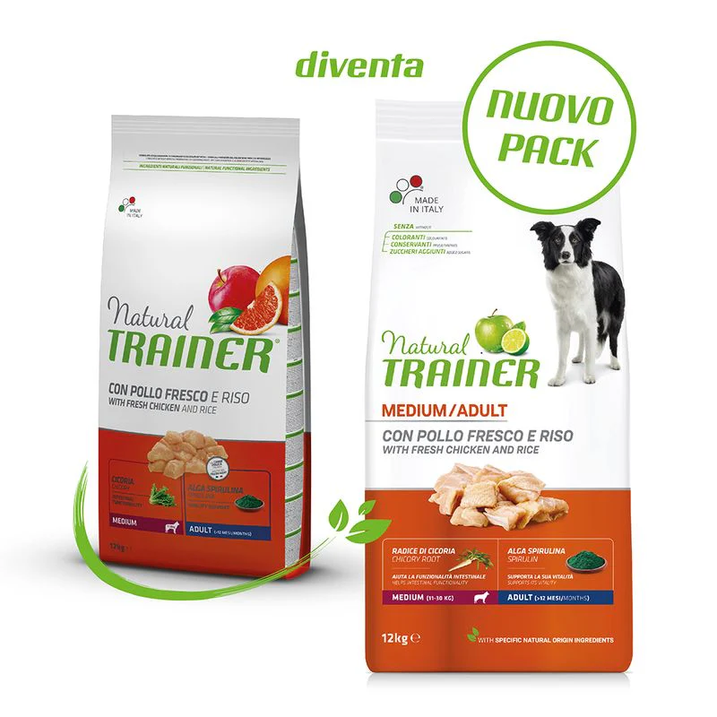 2x12kg Natural Trainer Medium Adult con Pollo Fresco e Riso - Cane - immagine 5