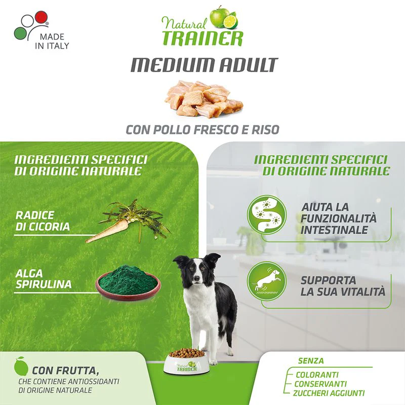 2x12kg Natural Trainer Medium Adult con Pollo Fresco e Riso - Cane - immagine 4