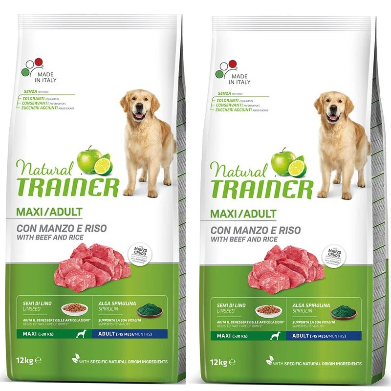 2x12kg Natural Trainer Maxi Adult con Manzo e Riso - Crocchette Cane - immagine 2