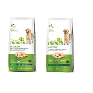 2x12kg Natural Trainer Maxi Adult con Pollo Fresco e Riso - Cane