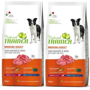 2x12kg Natural Trainer Medium Adult con Manzo e Riso - Cane