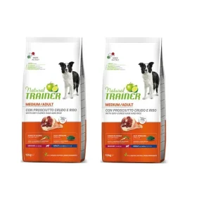2x12kg Natural Trainer Medium Adult con Prosciutto Crudo e Riso