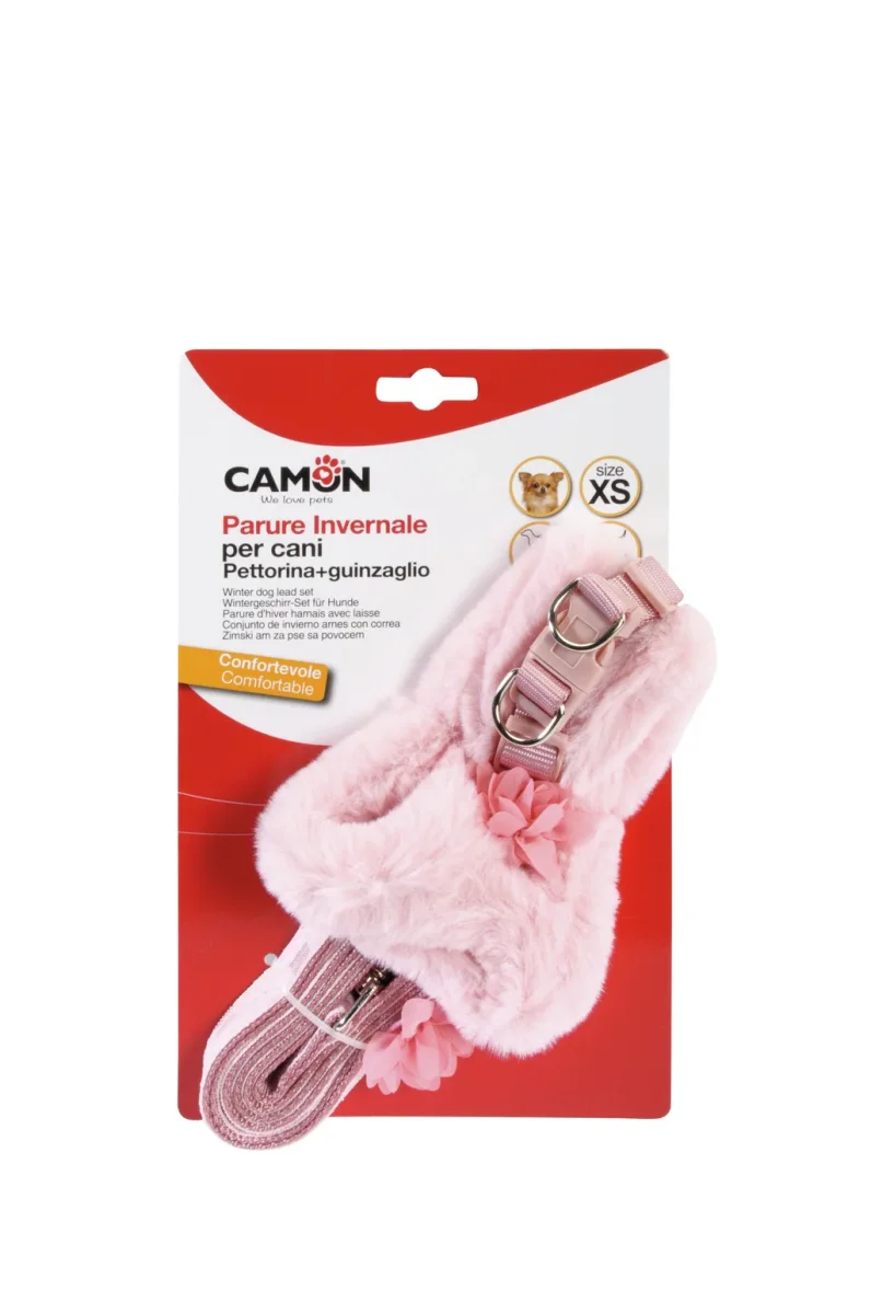 Camon Parure Invernale Cane M Rosa con Guinzaglio - immagine 3